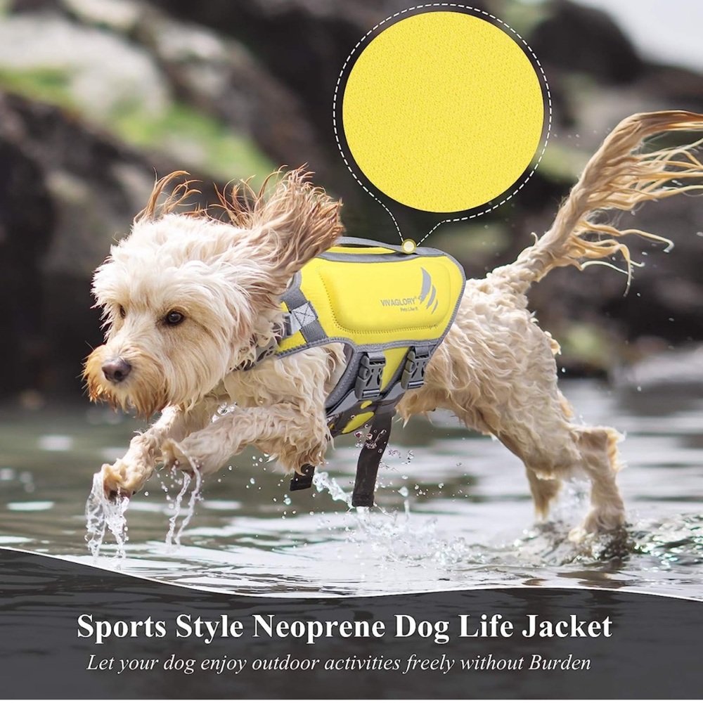 Dog Life Vest, Skin-Friendly Neoprene Life Jacket for Dogs Yellow, Small